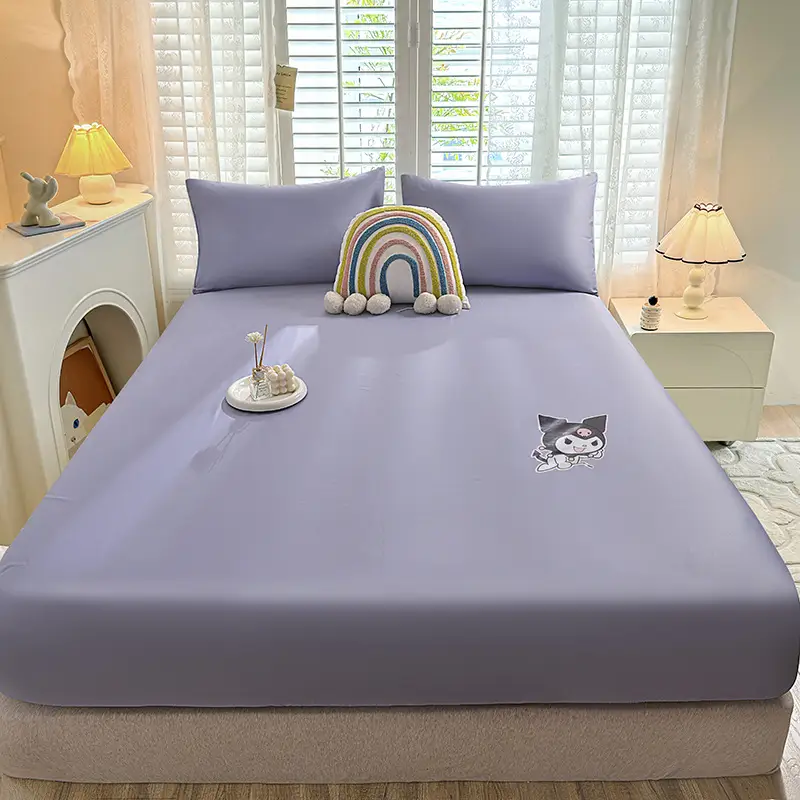 Cartoon Washed Silk Skin-Friendly Hot Flower Bed Sheet Simmons Mattress Surround Protective Cover Anti-Slip Dustproof Bed Cover Batch