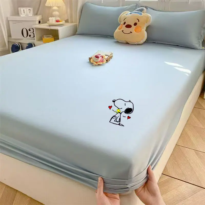 Cartoon Washed Silk Skin-Friendly Hot Flower Bed Sheet Simmons Mattress Surround Protective Cover Anti-Slip Dustproof Bed Cover Batch
