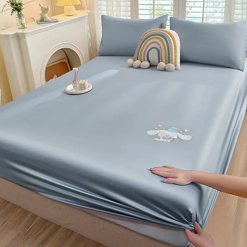 Cartoon Washed Silk Skin-Friendly Hot Flower Bed Sheet Simmons Mattress Surround Protective Cover Anti-Slip Dustproof Bed Cover Batch