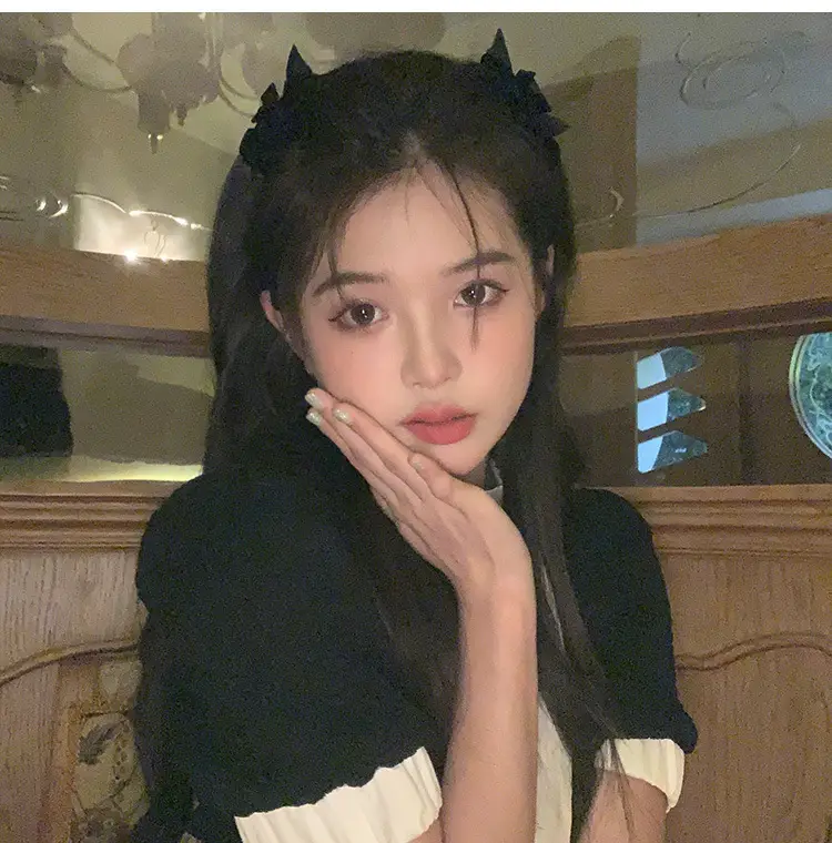 Wang Xinling Black Velvet Bow Hairpin Clips Summer Princess Head Clip — feature 11