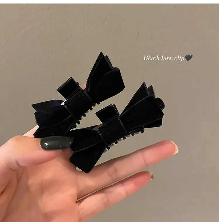 Wang Xinling Black Velvet Bow Hairpin Clips Summer Princess Head Clip — feature 12