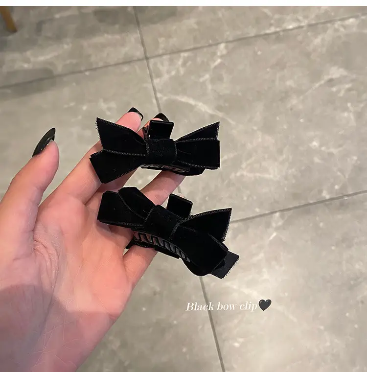 Wang Xinling Black Velvet Bow Hairpin Clips Summer Princess Head Clip — feature 13