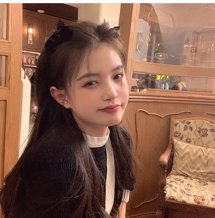 Wang Xinling Black Velvet Bow Hairpin Clips Summer Princess Head Clip — feature 6