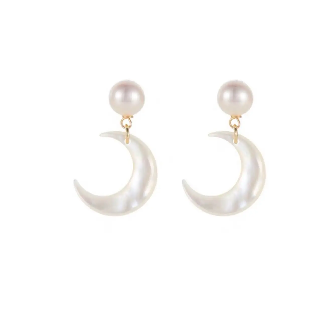 Natural White Pearl Moon Earrings 925 Silver - Image 5