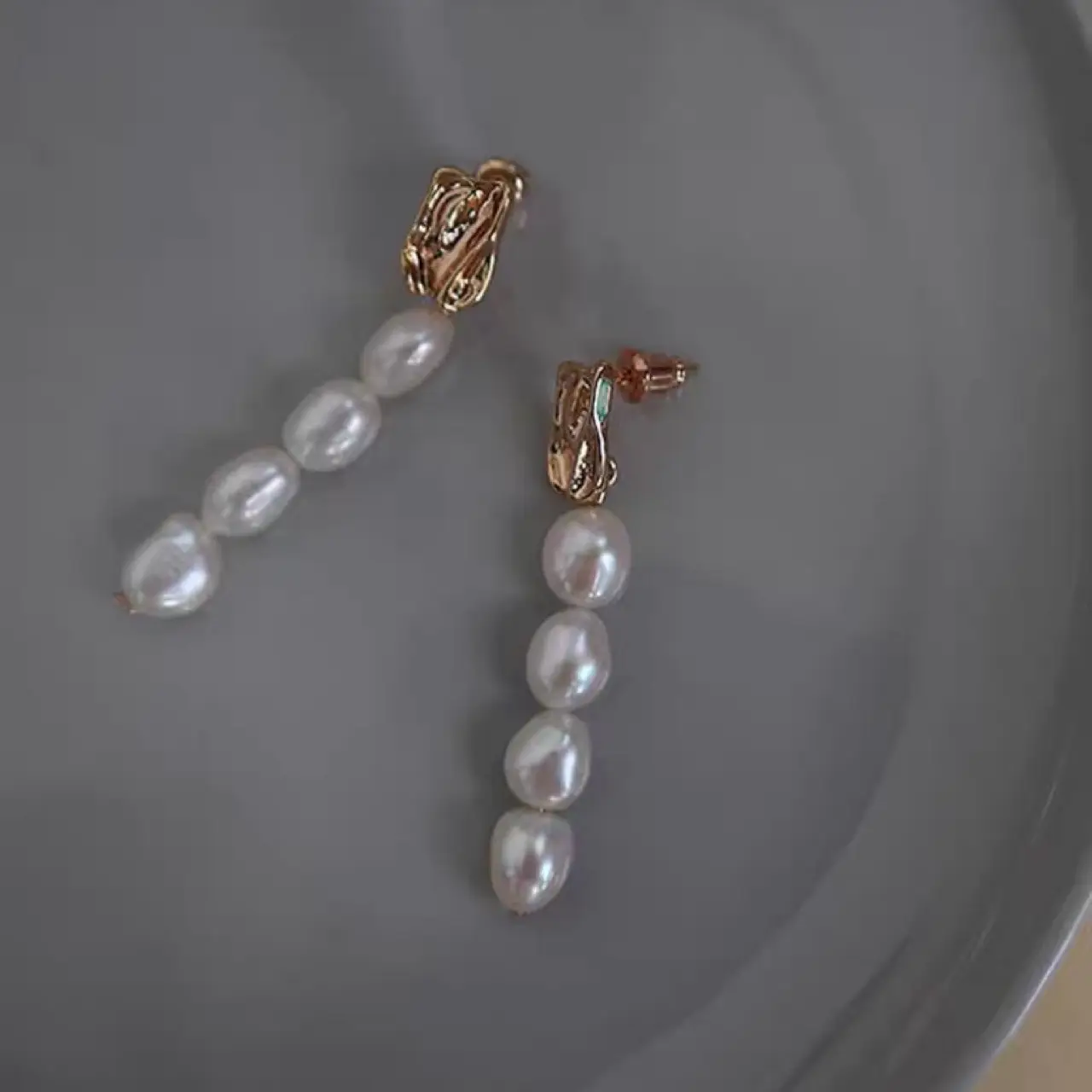 Natural Pearl Earrings for Face Skinny Round Face Retro Sense