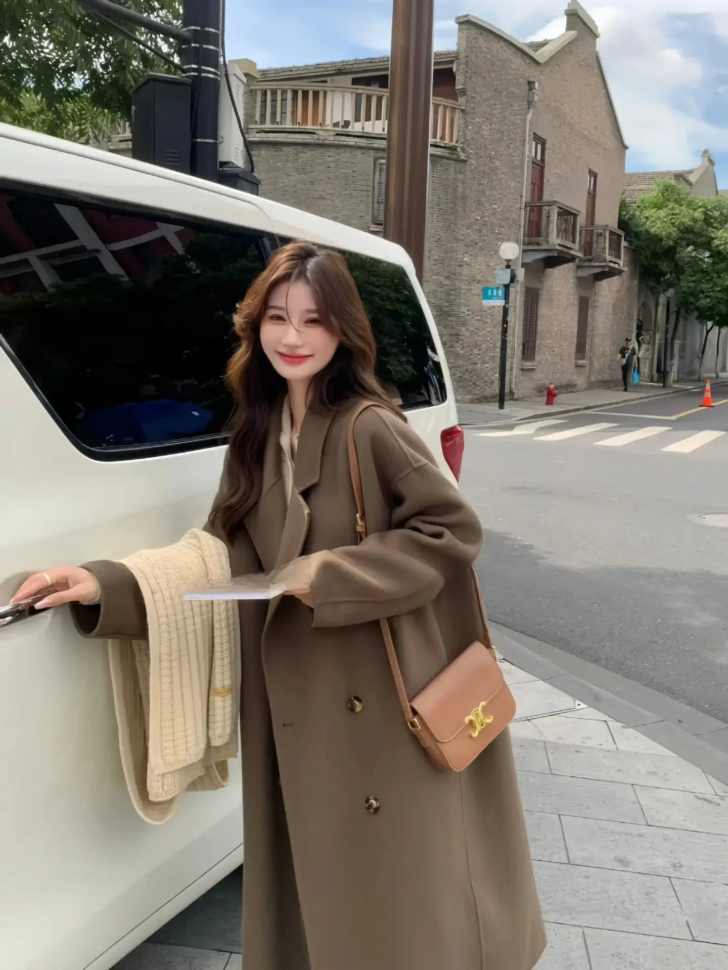 Women Woolen Coat Black Long Sleeve Mid-Length Korean Style — feature 25