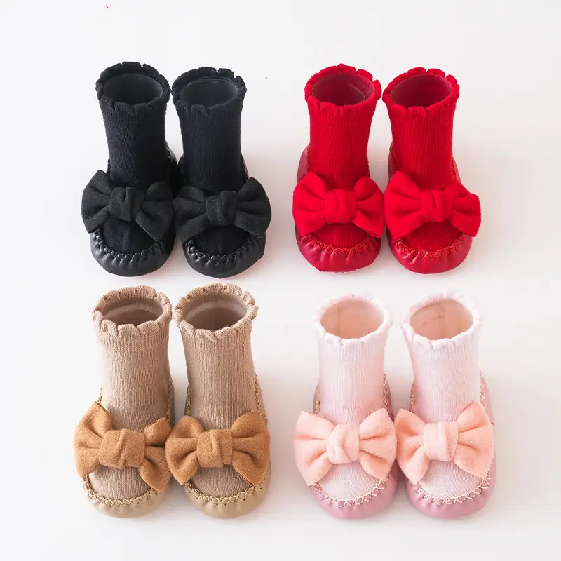 Pink Bow Baby Socks Spring Autumn Girls Floor Socks