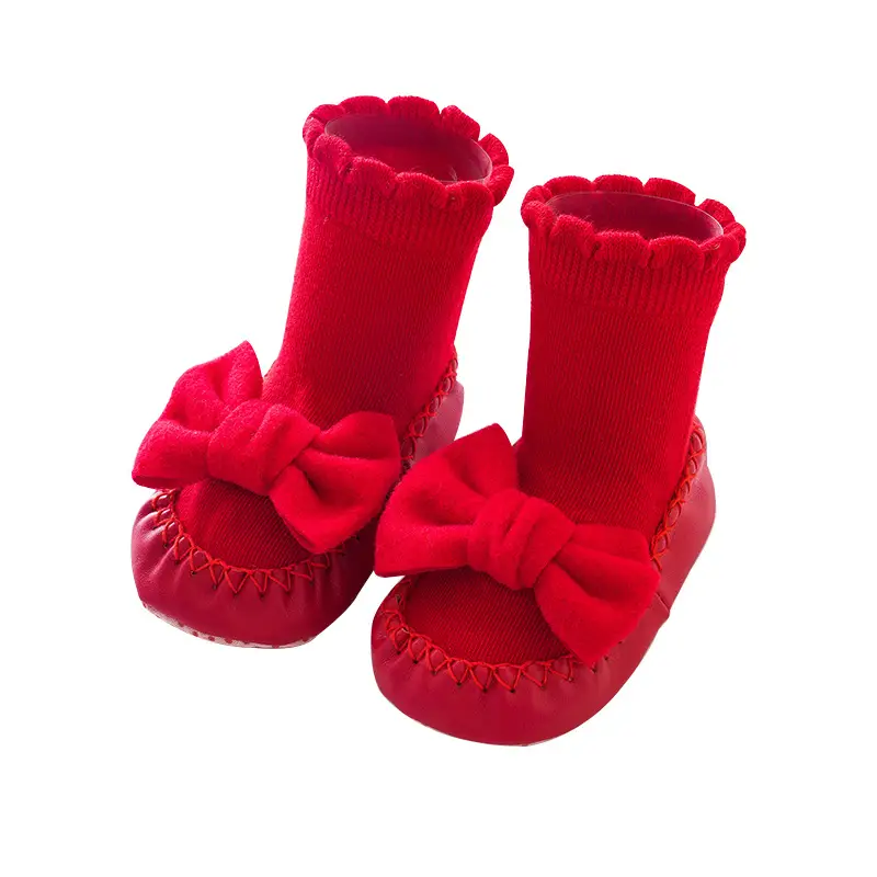 Pink Bow Baby Socks Spring Autumn Girls Floor Socks