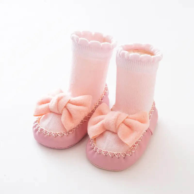 Pink Bow Baby Socks Spring Autumn Girls Floor Socks