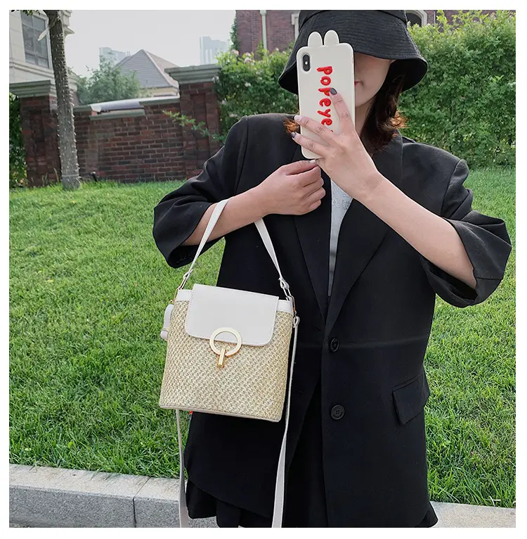 Women's 2023 Straw Bag with Buckle & Shoulder Crossbody — feature 11