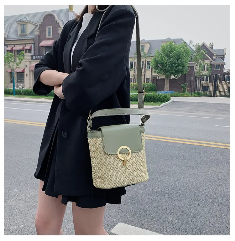 Women's 2023 Straw Bag with Buckle & Shoulder Crossbody — feature 15