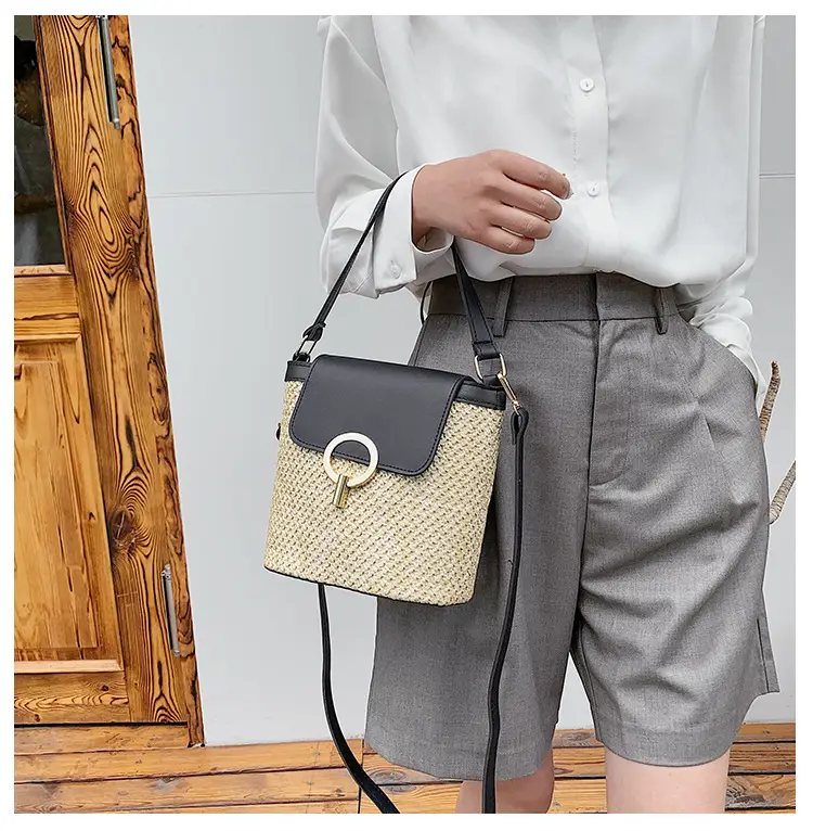 Women's 2023 Straw Bag with Buckle & Shoulder Crossbody — feature 17
