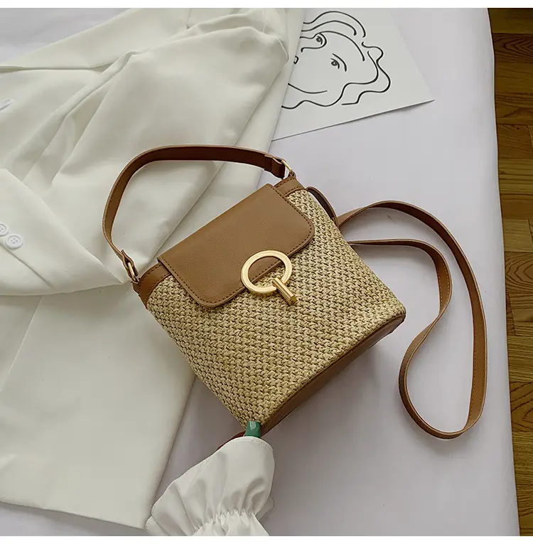 Women's 2023 Straw Bag with Buckle & Shoulder Crossbody — feature 19
