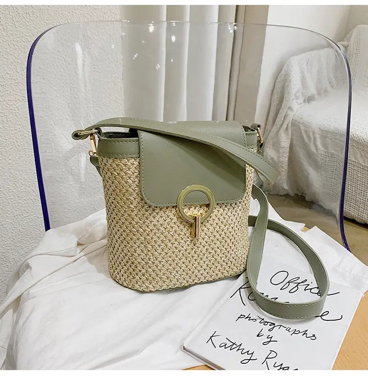 Women's 2023 Straw Bag with Buckle & Shoulder Crossbody — feature 22