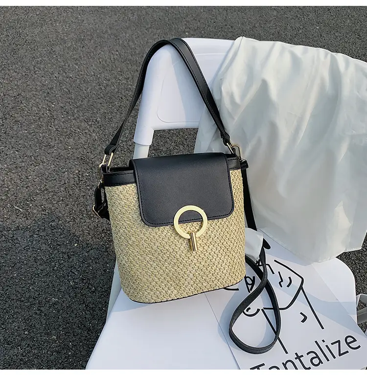 Women's 2023 Straw Bag with Buckle & Shoulder Crossbody — feature 24