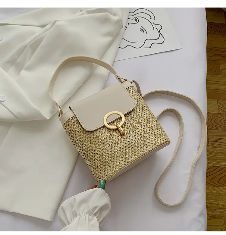 Women's 2023 Straw Bag with Buckle & Shoulder Crossbody — feature 25