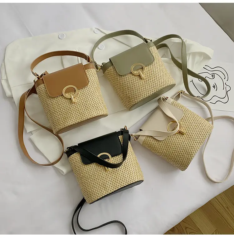Women's 2023 Straw Bag with Buckle & Shoulder Crossbody — feature 27