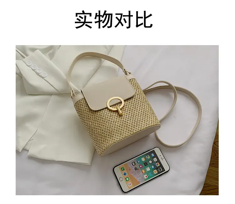Women's 2023 Straw Bag with Buckle & Shoulder Crossbody — feature 4