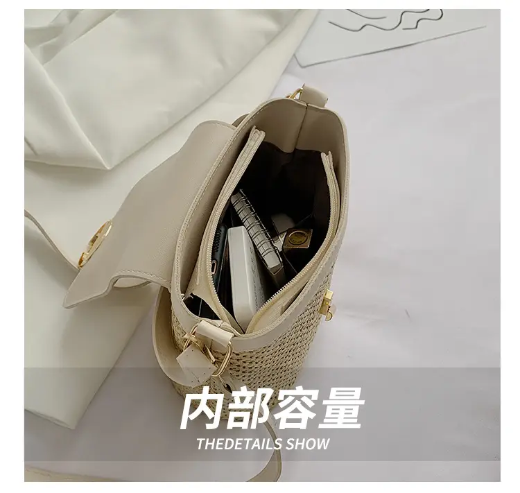Women's 2023 Straw Bag with Buckle & Shoulder Crossbody — feature 5