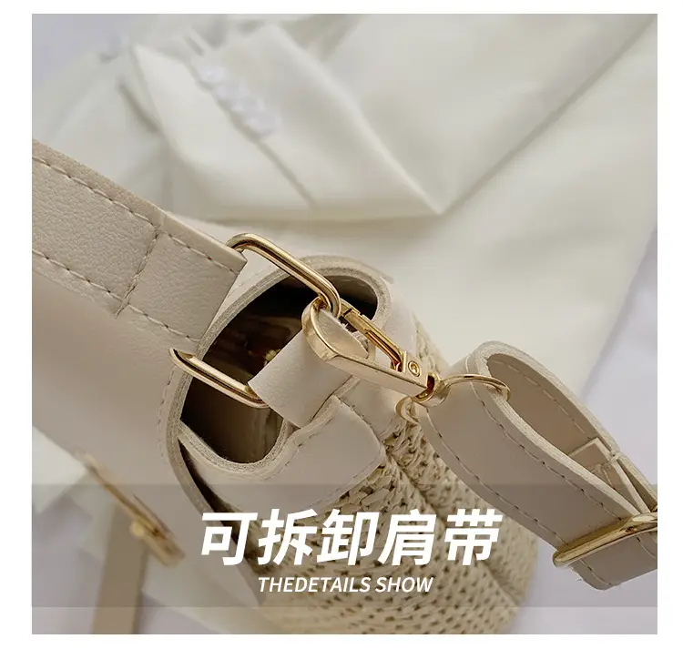 Women's 2023 Straw Bag with Buckle & Shoulder Crossbody — feature 7