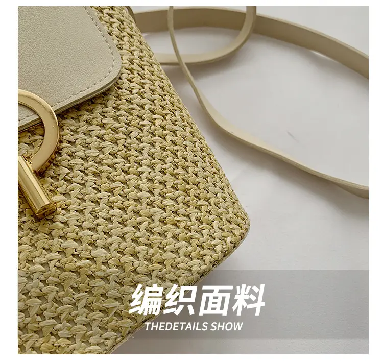 Women's 2023 Straw Bag with Buckle & Shoulder Crossbody — feature 8