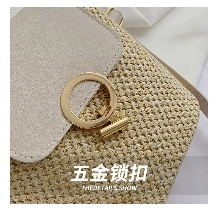 Women's 2023 Straw Bag with Buckle & Shoulder Crossbody — feature 9