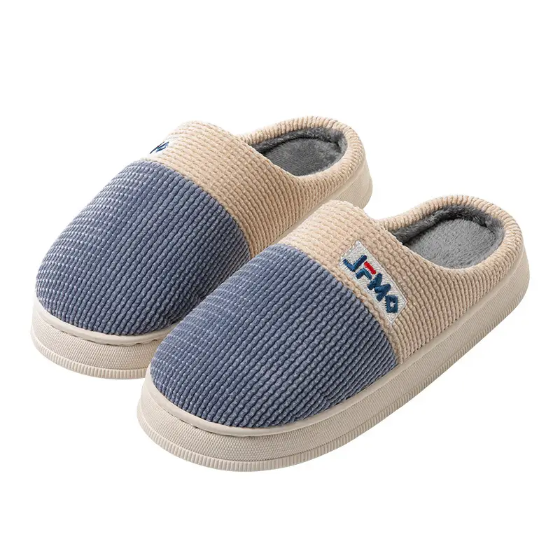 Thickened plus size cotton slippers men's winter home shoes indoor non-slip fabric slippers in stock wholesale one-piece delivery - Image 8