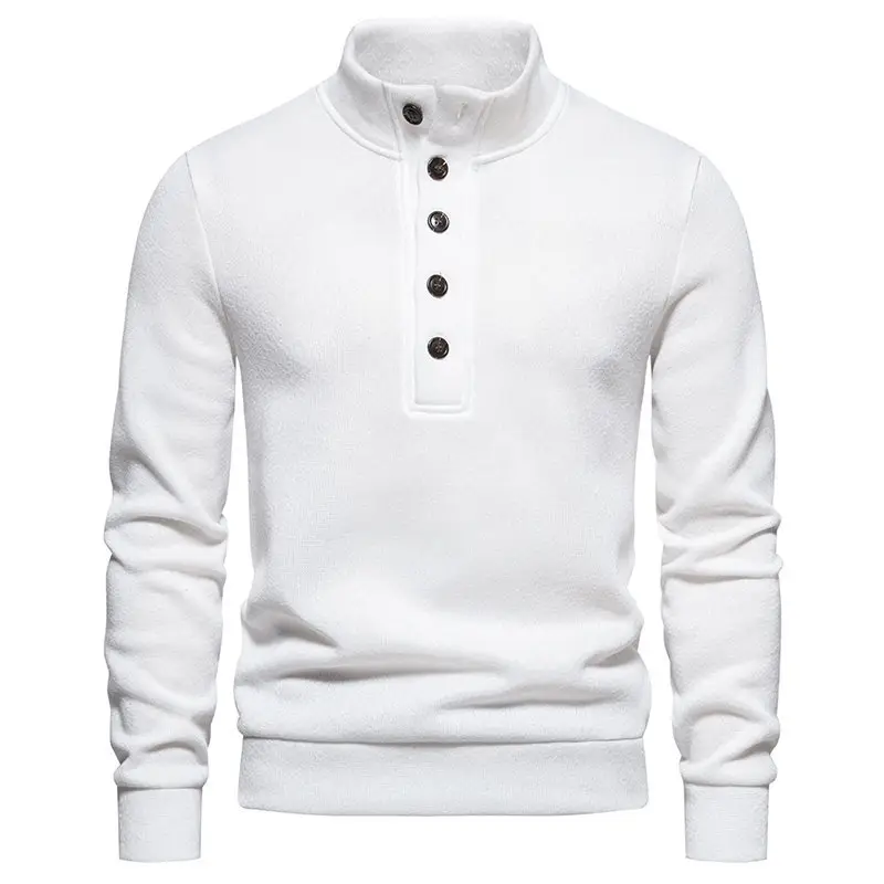 Men's Grey Turtleneck Cotton Sweater Coat - Image 8