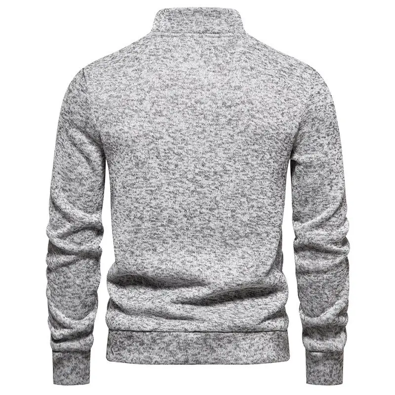 Men's Grey Turtleneck Cotton Sweater Coat — feature 10