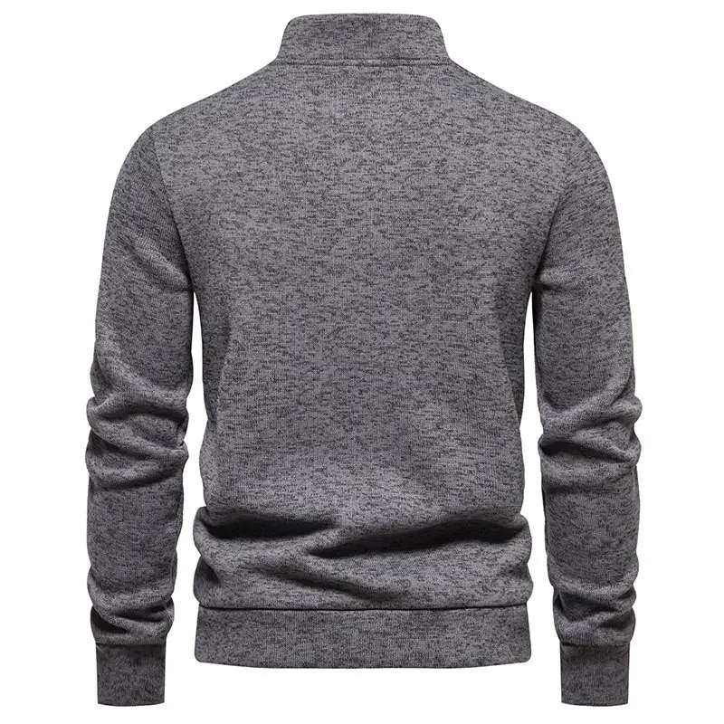 Men's Grey Turtleneck Cotton Sweater Coat — feature 13