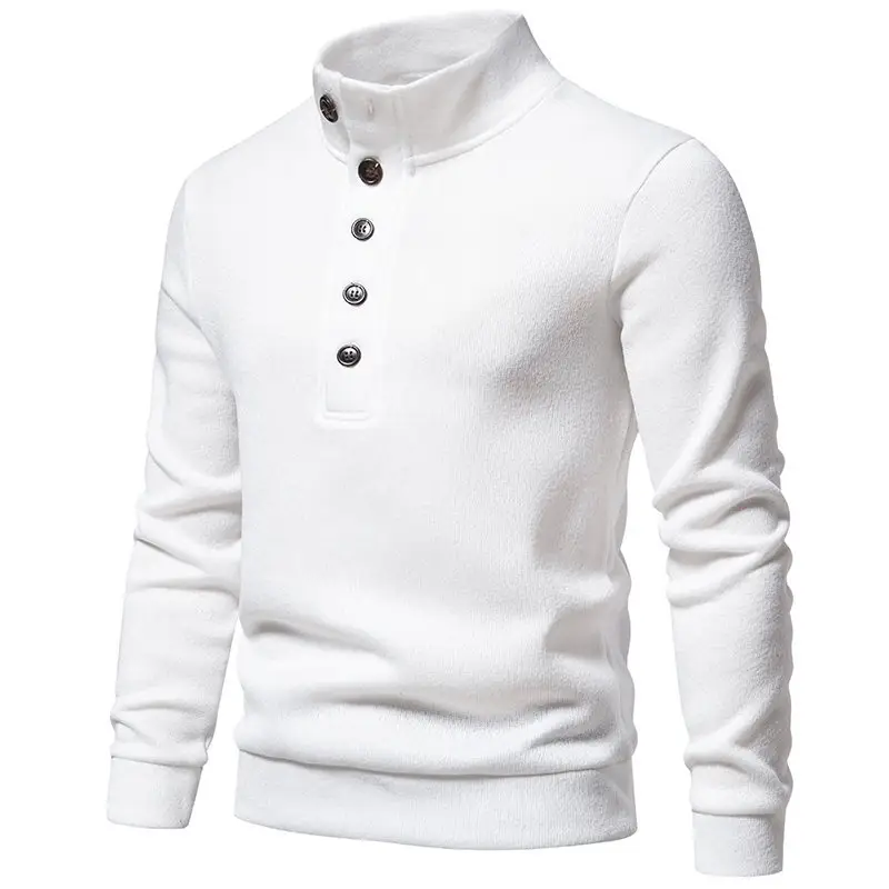 Men's Grey Turtleneck Cotton Sweater Coat — feature 3