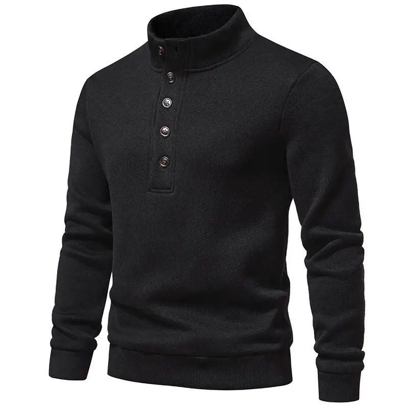 Men's Grey Turtleneck Cotton Sweater Coat — feature 6
