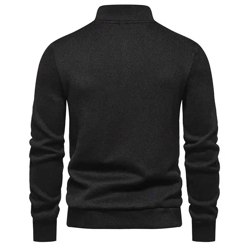 Men's Grey Turtleneck Cotton Sweater Coat — feature 7