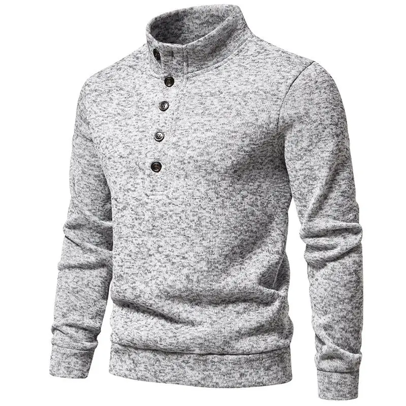 Men's Grey Turtleneck Cotton Sweater Coat — feature 9