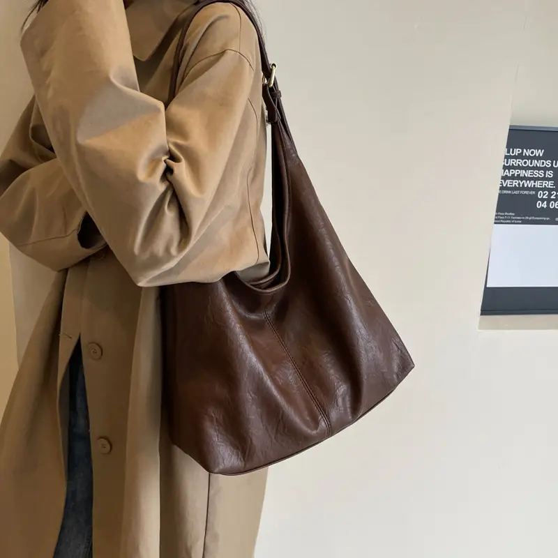 2023 Korean Style Brown Leather Shoulder Bag - Image 7