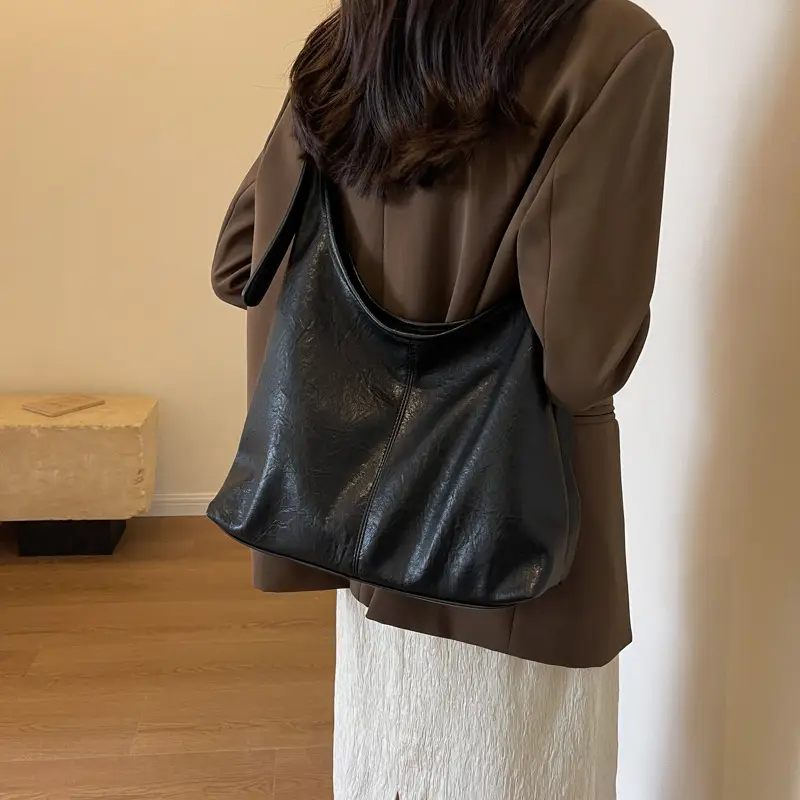 2023 Korean Style Brown Leather Shoulder Bag - Image 8