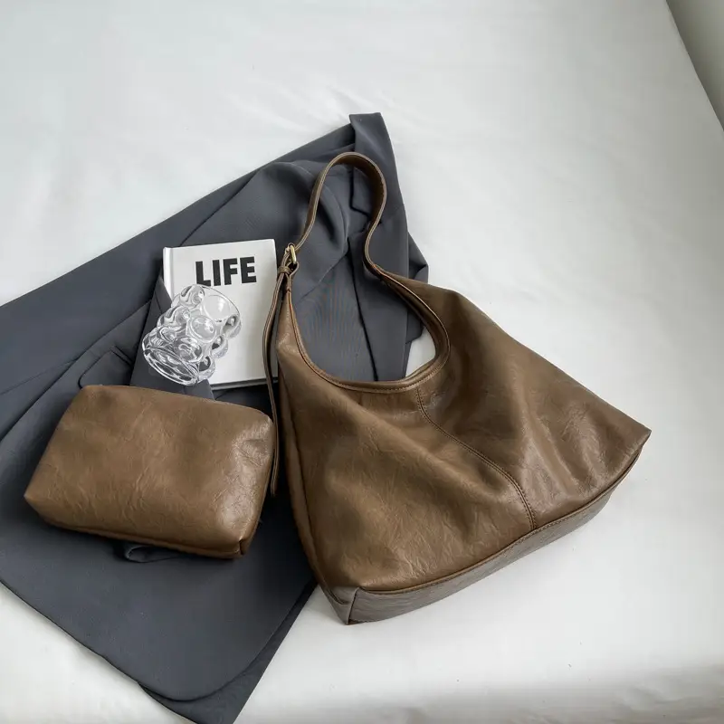 2023 Korean Style Brown Leather Shoulder Bag - Image 2