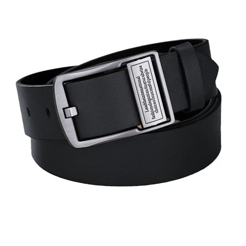 2024 Men's Black Pin Buckle Belt with Leather Tag - Image 9