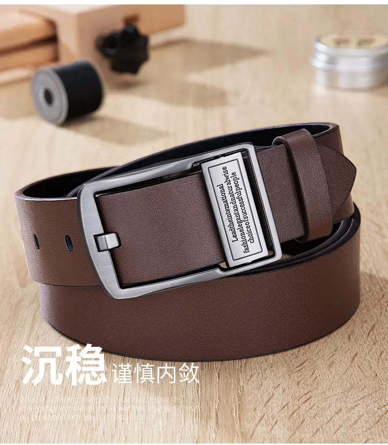 2024 Men's Black Pin Buckle Belt with Leather Tag β feature 2