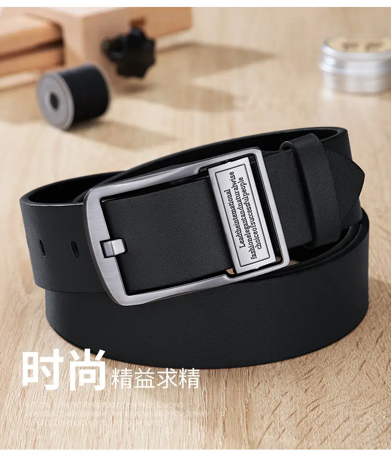 2024 Men's Black Pin Buckle Belt with Leather Tag β feature 3