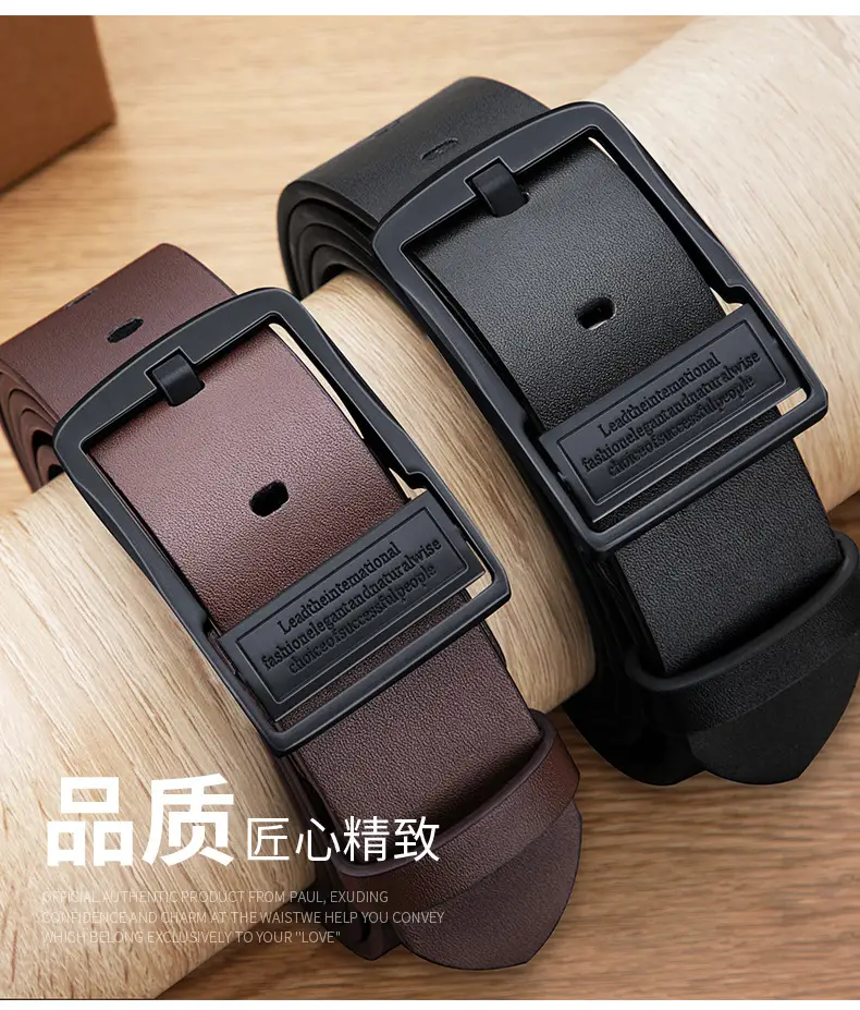 2024 Men's Black Pin Buckle Belt with Leather Tag β feature 6