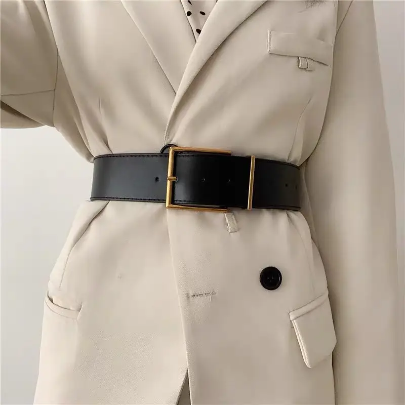 Brown Leather Belt with Gold Buckle for Men - Image 6