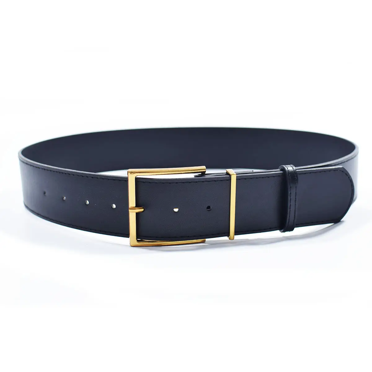 Brown Leather Belt with Gold Buckle for Men - Image 9