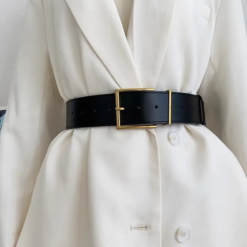 Brown Leather Belt with Gold Buckle for Men — feature 3