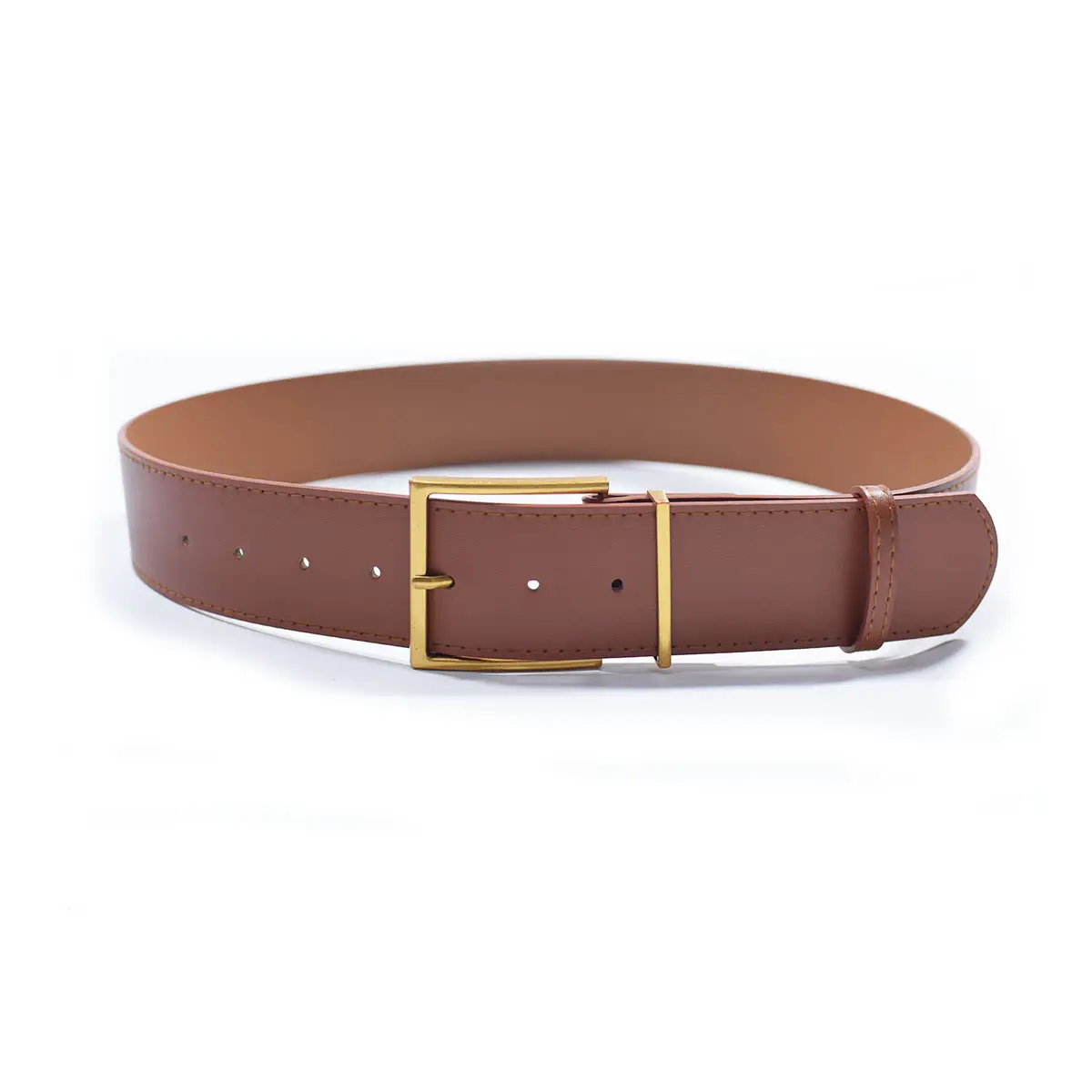 Brown Leather Belt with Gold Buckle for Men — feature 7