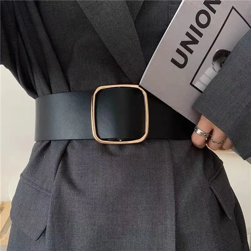 Brown Leather Belt with Gold Buckle for Men - Image 3