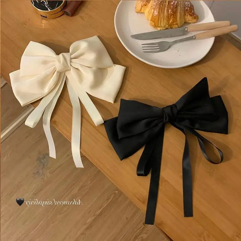 Black Bow Hairpin for Women 17cm Spring Clip - Image 23