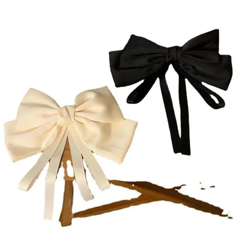 Black Bow Hairpin for Women 17cm Spring Clip - Image 24