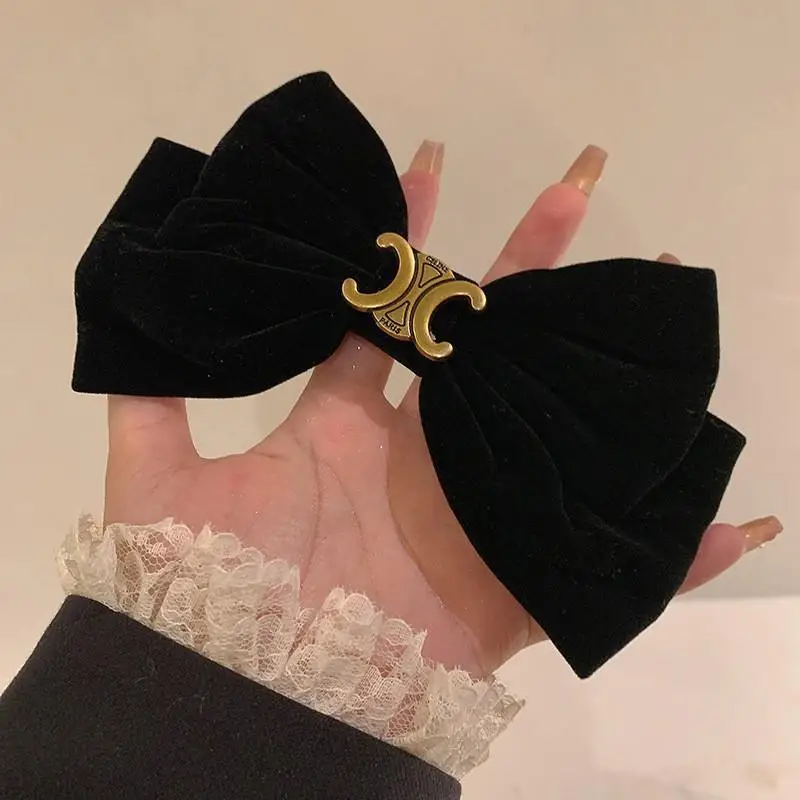 Black Bow Hairpin for Women 17cm Spring Clip - Image 15