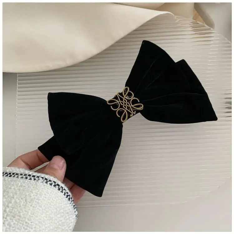 Black Bow Hairpin for Women 17cm Spring Clip - Image 16
